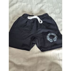 Chrome Hearts Black Drawstring Athletic Shorts with White Logo